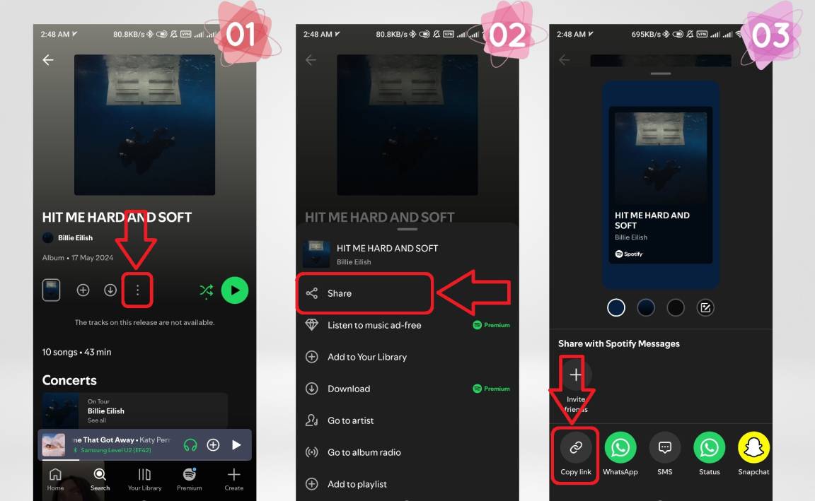 کپی لینک آهنگ از اسپاتیفای: